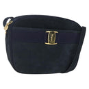 Salvatore Ferragamo Vala Shoulder Bag Leather Navy Gold Auth BA7533-1