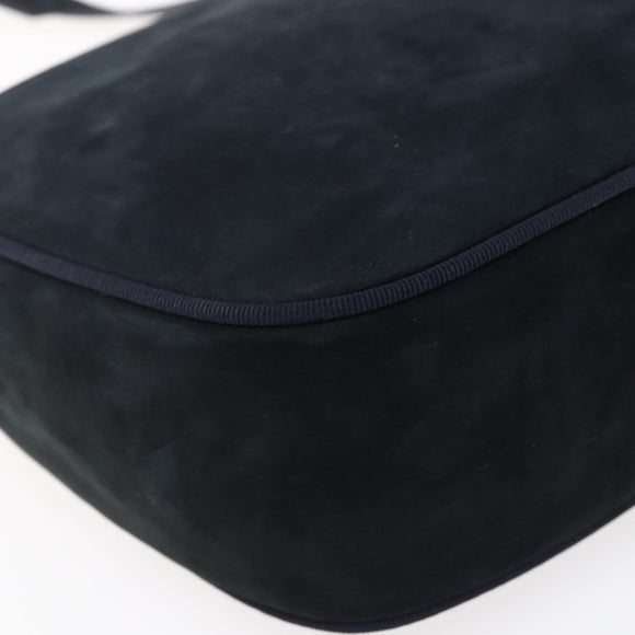 Salvatore Ferragamo Vala Shoulder Bag Leather Navy Gold Auth BA7533