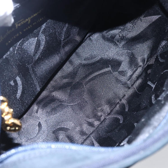 Salvatore Ferragamo Vala Shoulder Bag Leather Navy Gold Auth BA7533