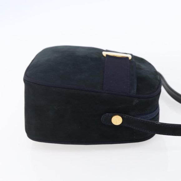 Salvatore Ferragamo Vala Shoulder Bag Leather Navy Gold Auth BA7533