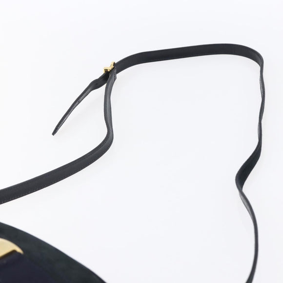 Salvatore Ferragamo Vala Shoulder Bag Leather Navy Gold Auth BA7533