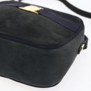 Salvatore Ferragamo Vala Shoulder Bag Suede Navy Gold Auth BA7534-9