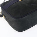 Salvatore Ferragamo Vala Shoulder Bag Suede Navy Gold Auth BA7534-14