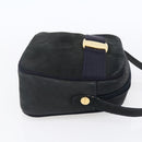 Salvatore Ferragamo Vala Shoulder Bag Suede Navy Gold Auth BA7534-4