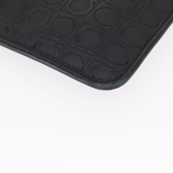 Salvatore Ferragamo Gancini Shoulder Bag Leather Black Silver Auth BA7535