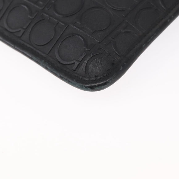 Salvatore Ferragamo Gancini Shoulder Bag Leather Black Silver Auth BA7535