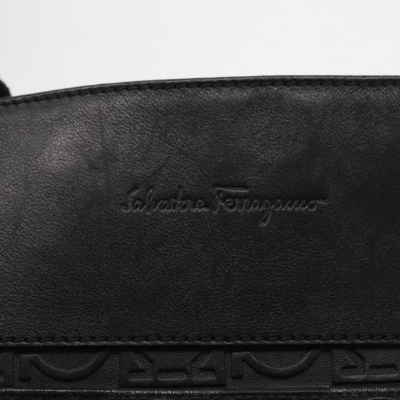 Salvatore Ferragamo Gancini Shoulder Bag Leather Black Silver Auth BA7535