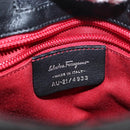 Salvatore Ferragamo Gancini Shoulder Bag Leather Black Silver Auth BA7535-12