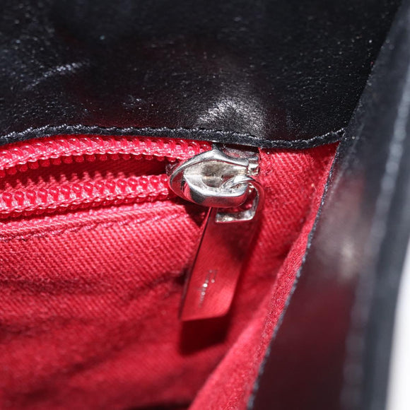 Salvatore Ferragamo Gancini Shoulder Bag Leather Black Silver Auth BA7535