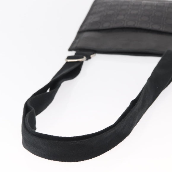 Salvatore Ferragamo Gancini Shoulder Bag Leather Black Silver Auth BA7535