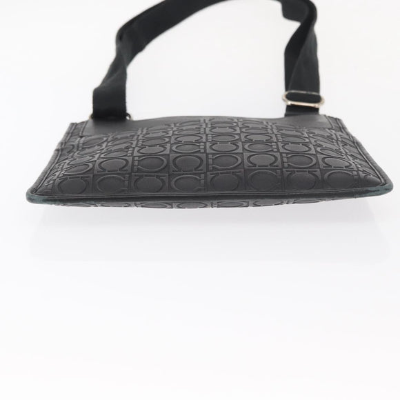 Salvatore Ferragamo Gancini Shoulder Bag Leather Black Silver Auth BA7535