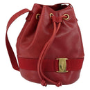 Salvatore Ferragamo Vala Shoulder Bag Leather Red Gold Auth BA7536-1