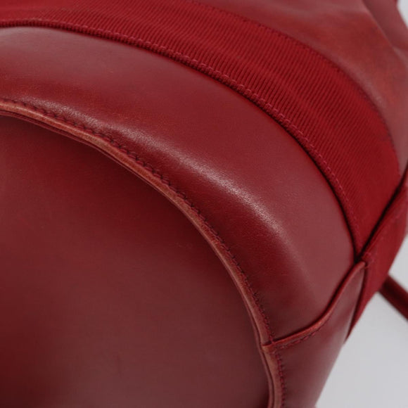 Salvatore Ferragamo Vala Shoulder Bag Leather Red Gold Auth BA7536