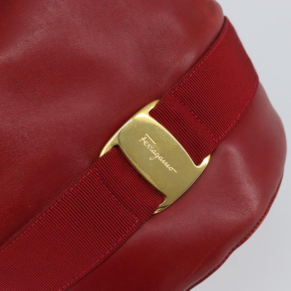 Salvatore Ferragamo Vala Shoulder Bag Leather Red Gold Auth BA7536
