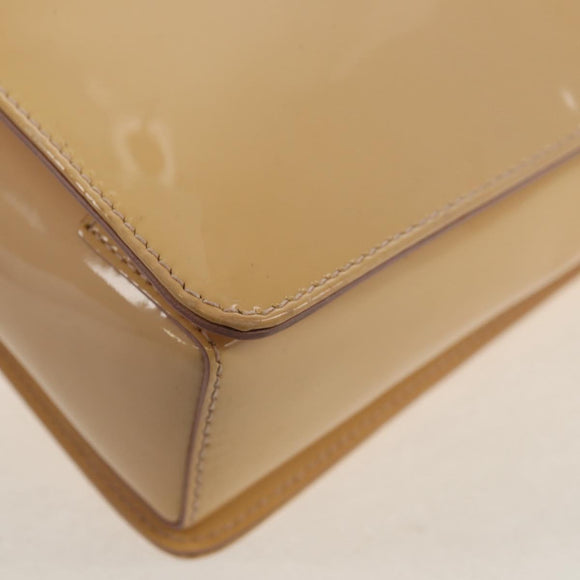 Salvatore Ferragamo Hand Bag Enamel 2way Beige Gold Auth BA7537