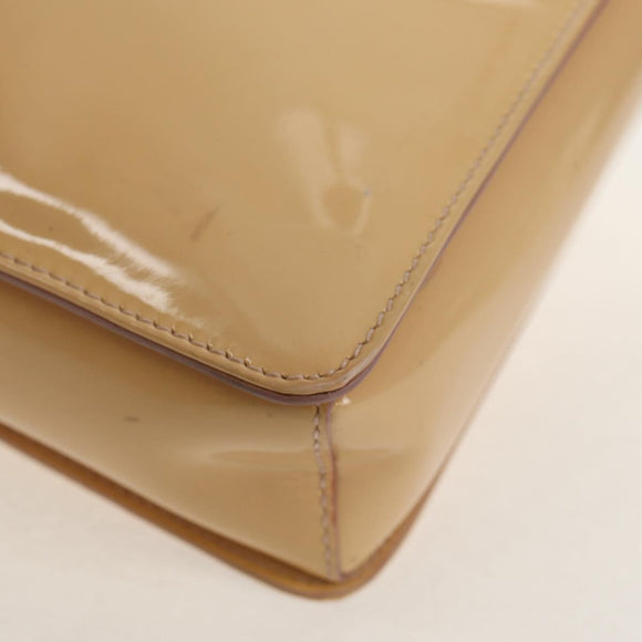 Salvatore Ferragamo Hand Bag Enamel 2way Beige Gold Auth BA7537