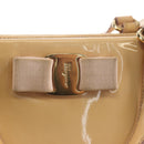 Salvatore Ferragamo Hand Bag Enamel 2way Beige Gold Auth BA7537-20