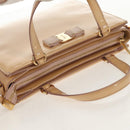 Salvatore Ferragamo Hand Bag Enamel 2way Beige Gold Auth BA7537-7