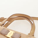 Salvatore Ferragamo Hand Bag Enamel 2way Beige Gold Auth BA7537-14