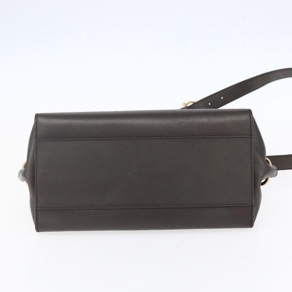 Salvatore Ferragamo Gancini Sophia Bag Leather 2way Dark Brown Gold Auth BA7538