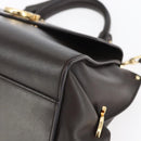 Salvatore Ferragamo Gancini Sophia Bag Leather 2way Dark Brown Gold Auth BA7538-16