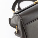 Salvatore Ferragamo Gancini Sophia Bag Leather 2way Dark Brown Gold Auth BA7538-17