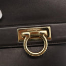 Salvatore Ferragamo Gancini Sophia Bag Leather 2way Dark Brown Gold Auth BA7538-20