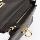 Salvatore Ferragamo Gancini Sophia Bag Leather 2way Dark Brown Gold Auth BA7538-10