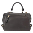 Salvatore Ferragamo Gancini Sophia Bag Leather 2way Dark Brown Gold Auth BA7538-2