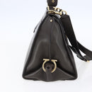 Salvatore Ferragamo Gancini Sophia Bag Leather 2way Dark Brown Gold Auth BA7538-3