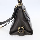 Salvatore Ferragamo Gancini Sophia Bag Leather 2way Dark Brown Gold Auth BA7538-4