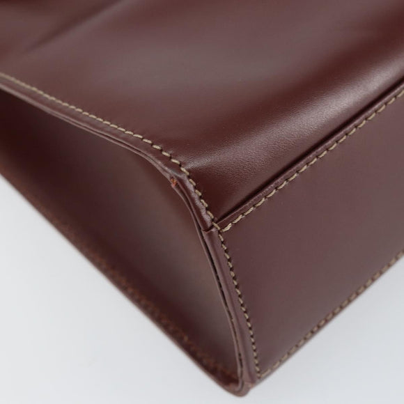 CARTIER Must Line Hand Bag Leather Bordeaux Gold Auth BA7539