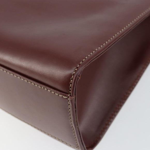 CARTIER Must Line Hand Bag Leather Bordeaux Gold Auth BA7539