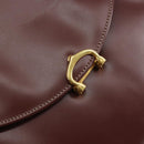 CARTIER Must Line Hand Bag Leather Bordeaux Gold Auth BA7539-17