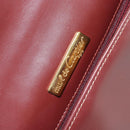 CARTIER Must Line Hand Bag Leather Bordeaux Gold Auth BA7539-18