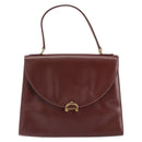 CARTIER Must Line Hand Bag Leather Bordeaux Gold Auth BA7539-13