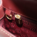CARTIER Must Line Hand Bag Leather Bordeaux Gold Auth BA7539-21