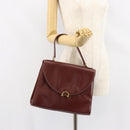 CARTIER Must Line Hand Bag Leather Bordeaux Gold Auth BA7539-22