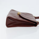 CARTIER Must Line Hand Bag Leather Bordeaux Gold Auth BA7539-3