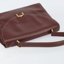 CARTIER Must Line Hand Bag Leather Bordeaux Gold Auth BA7539-6