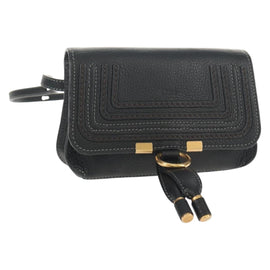 Chloe Mercy Waist Bag Leather Black Gold Auth BA7541