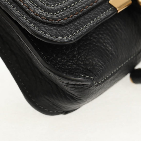 Chloe Mercy Waist Bag Leather Black Gold Auth BA7541