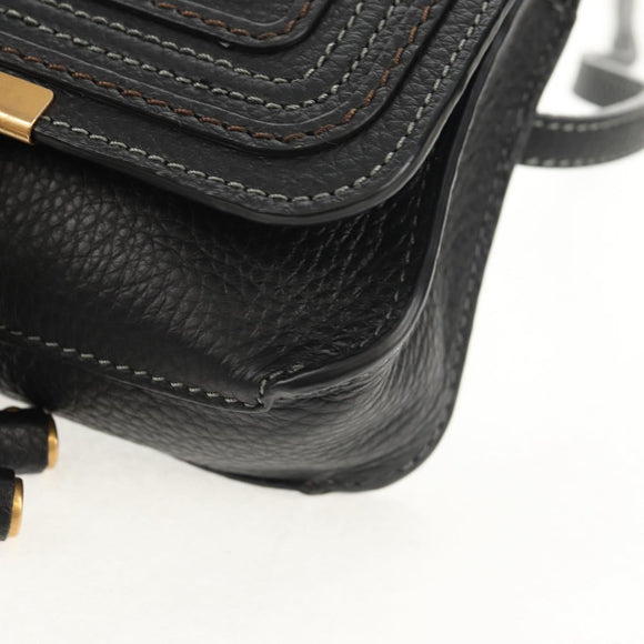 Chloe Mercy Waist Bag Leather Black Gold Auth BA7541