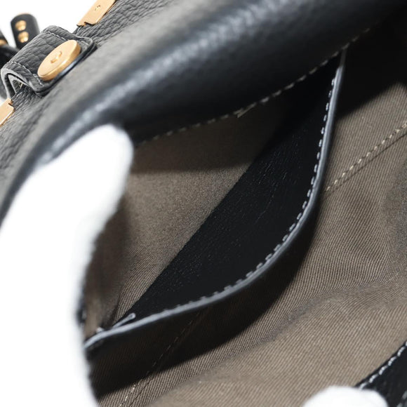 Chloe Mercy Waist Bag Leather Black Gold Auth BA7541