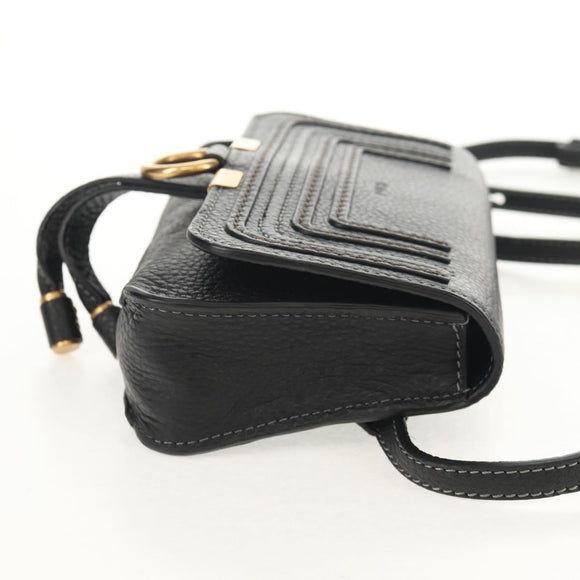 Chloe Mercy Waist Bag Leather Black Gold Auth BA7541