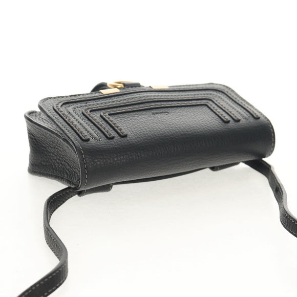 Chloe Mercy Waist Bag Leather Black Gold Auth BA7541