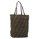FENDI Zucca Canvas Hand Bag Black Brown Auth BA7544-1