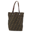 FENDI Zucca Canvas Hand Bag Black Brown Auth BA7544-2
