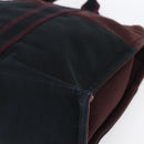 HERMES Fourre Tout MM Hand Bag Canvas Bordeaux Black Auth BA7546-10