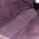 HERMES Fourre Tout MM Hand Bag Canvas Bordeaux Black Auth BA7546-15